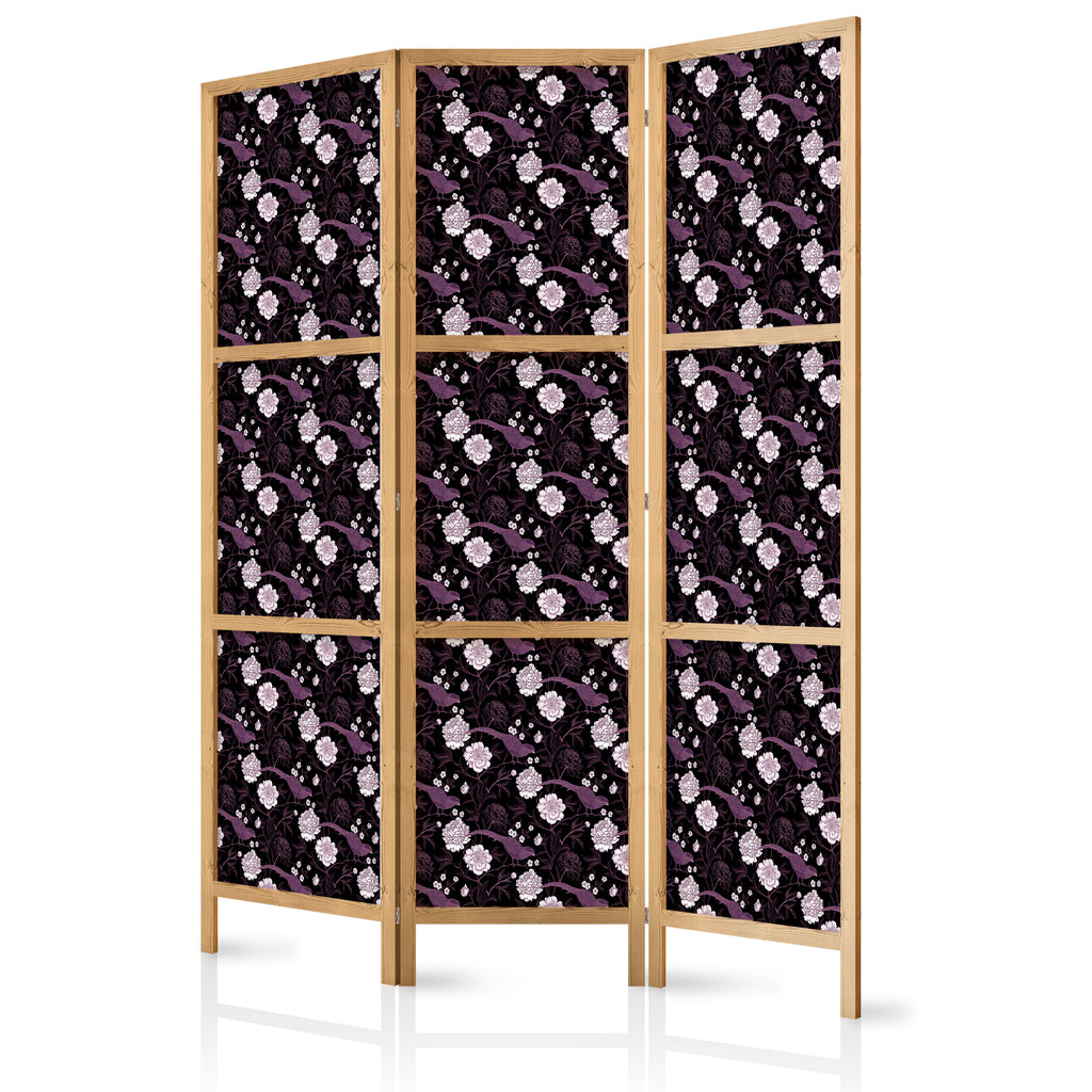 Japanese Room Divider - Birds Among Flowers, 3-Panel