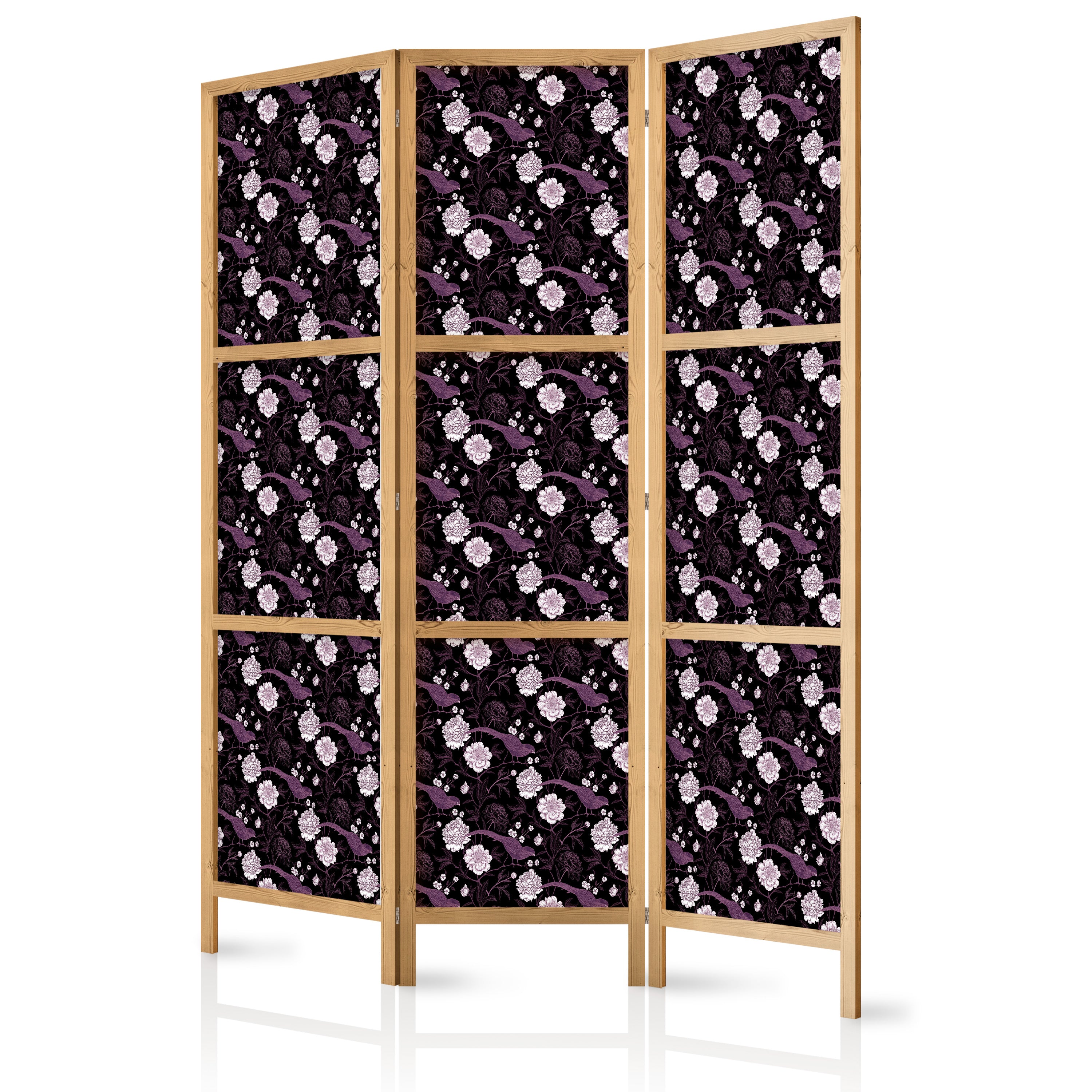 Japanese Room Divider - Birds Among Flowers, 3-Panel