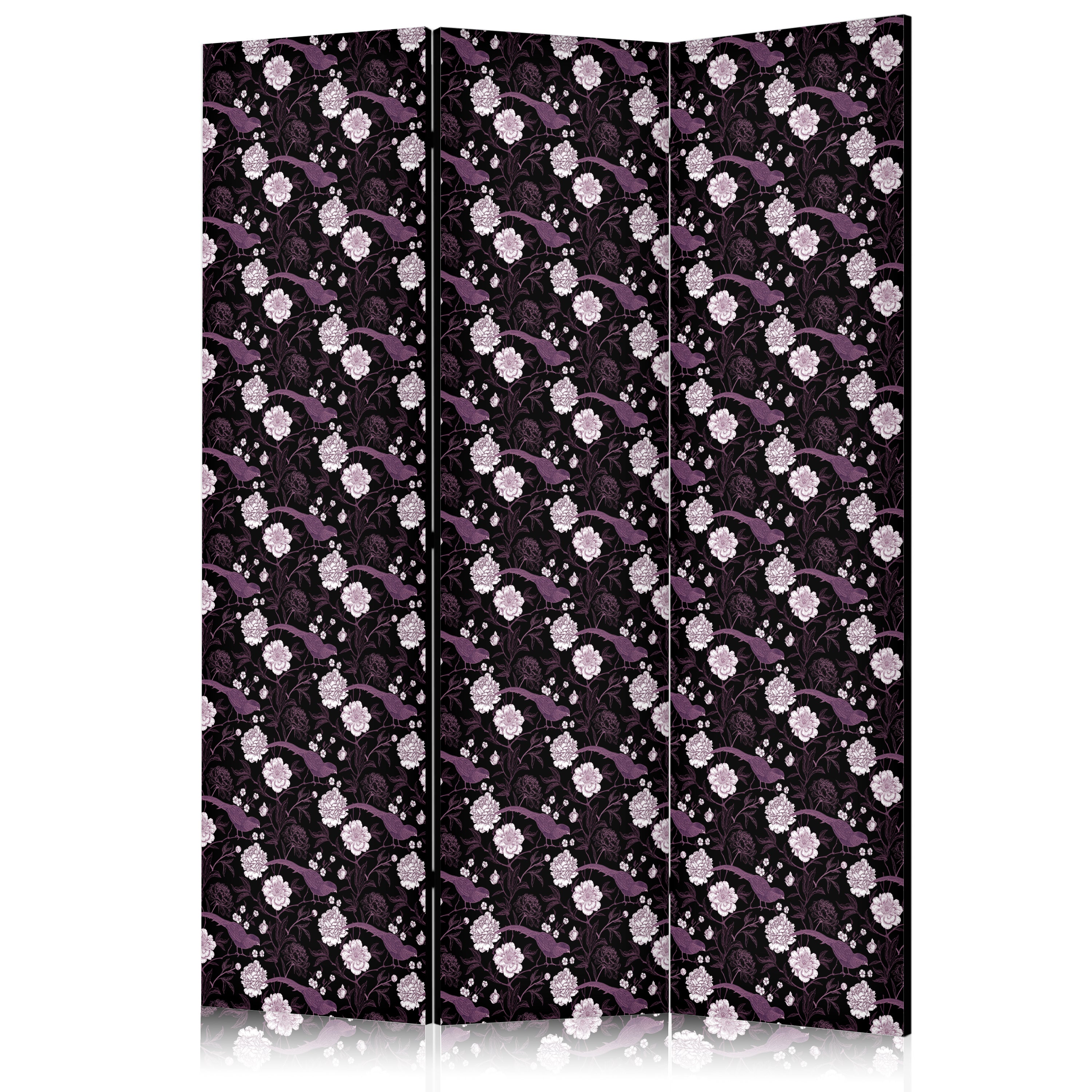 Room Divider Birds Among Flowers Purple