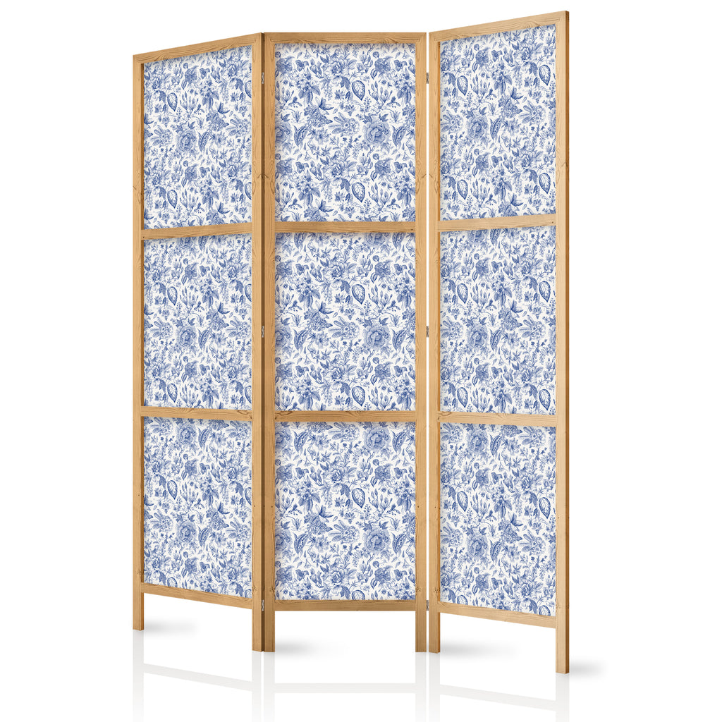 Japanese Room Divider - Vintage Floral Illustration