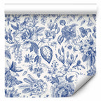 Blue Flower Illustration Floral Wallpaper