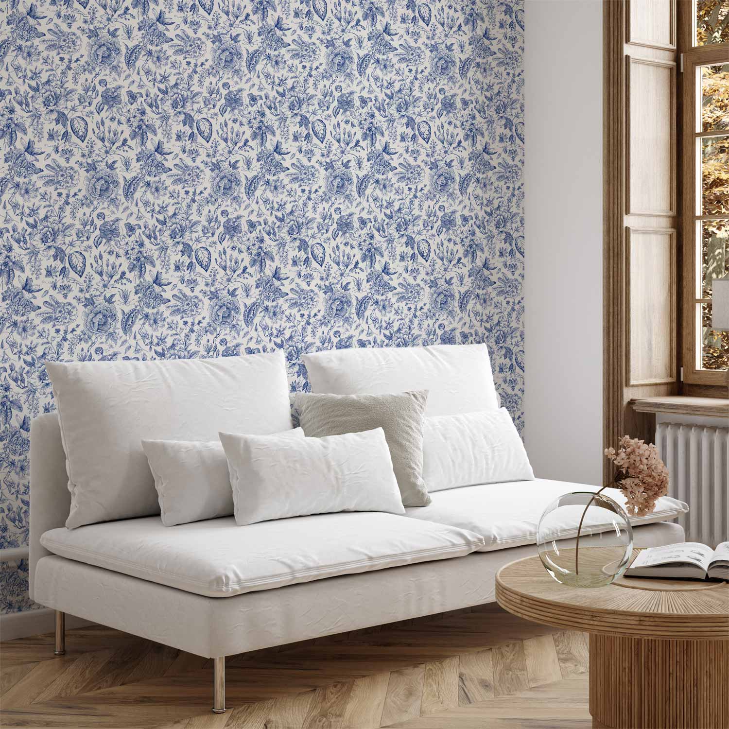 Blue Flower Illustration Floral Wallpaper