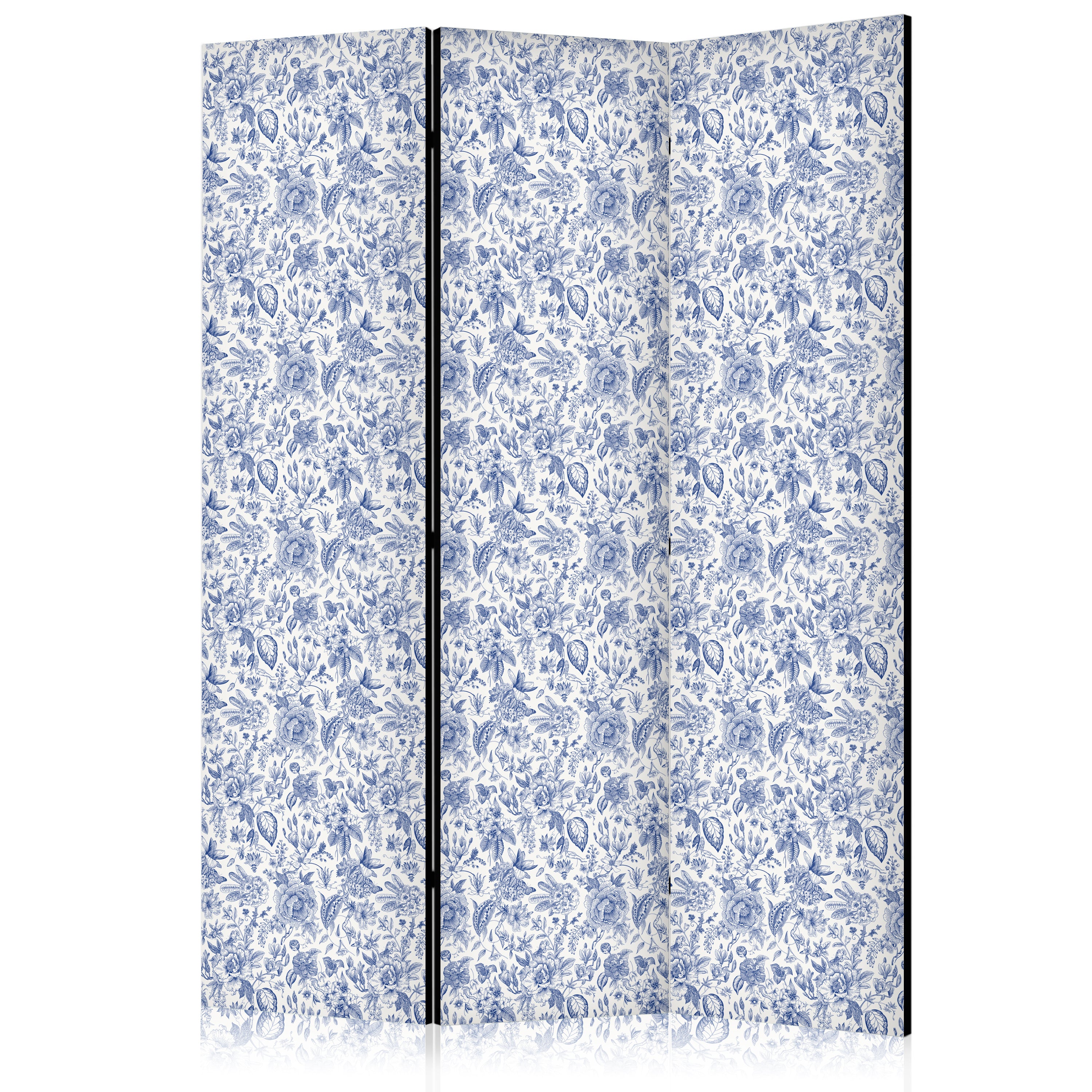 Room Divider Vintage Floral Illustration Blue Flowers
