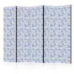 Room Divider Vintage Illustration with Blue Flowers on White