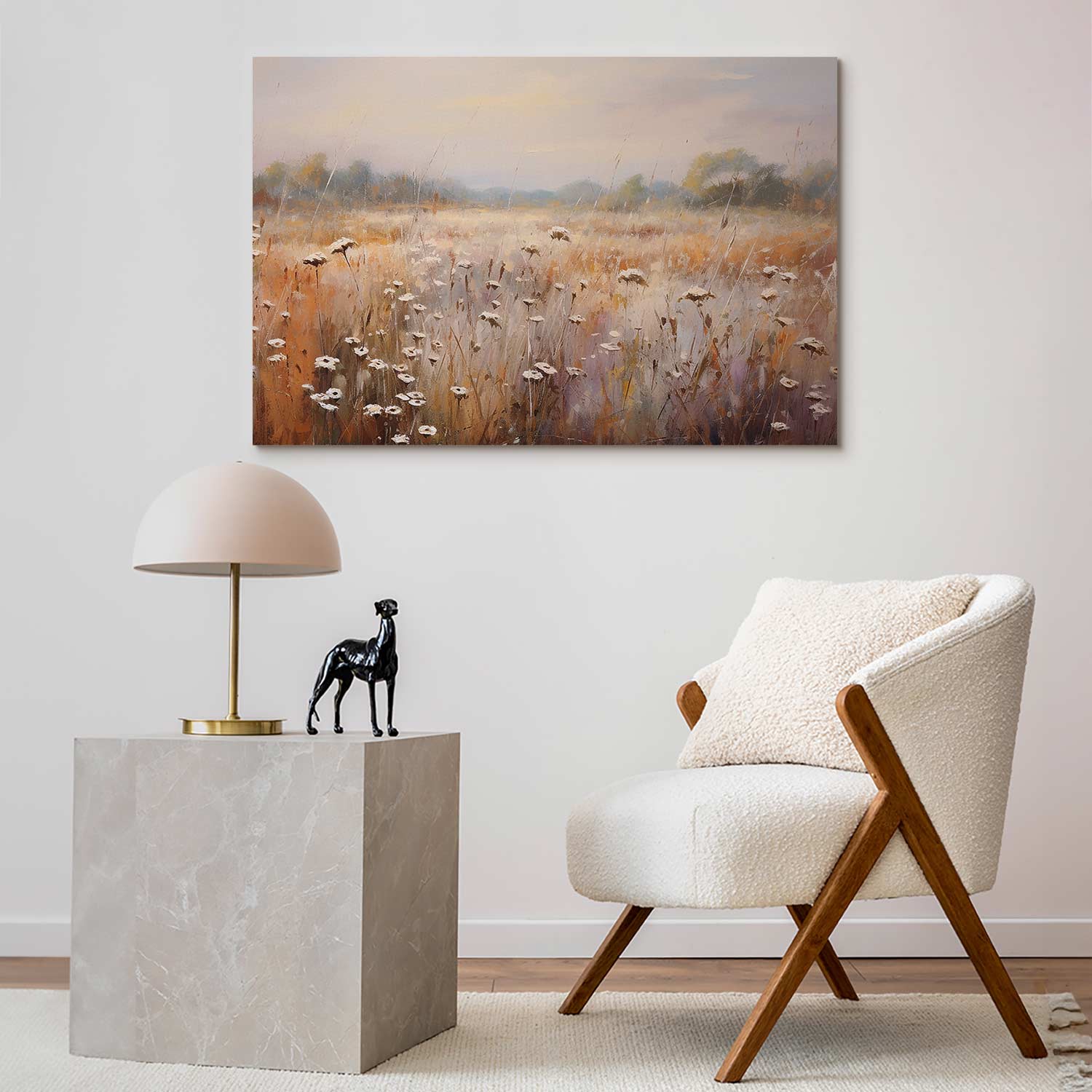 Impressionist Meadow Pastel Landscape Canvas Print