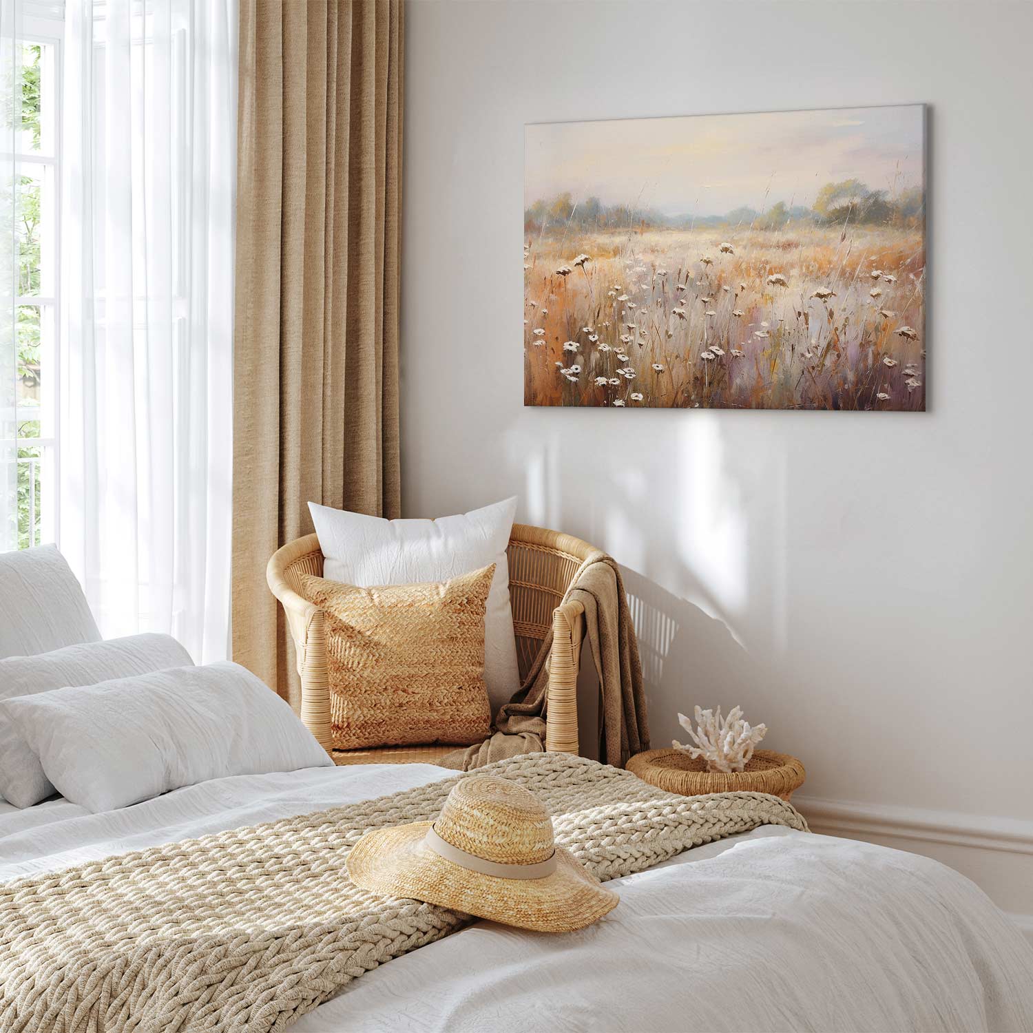 Impressionist Meadow Pastel Landscape Canvas Print