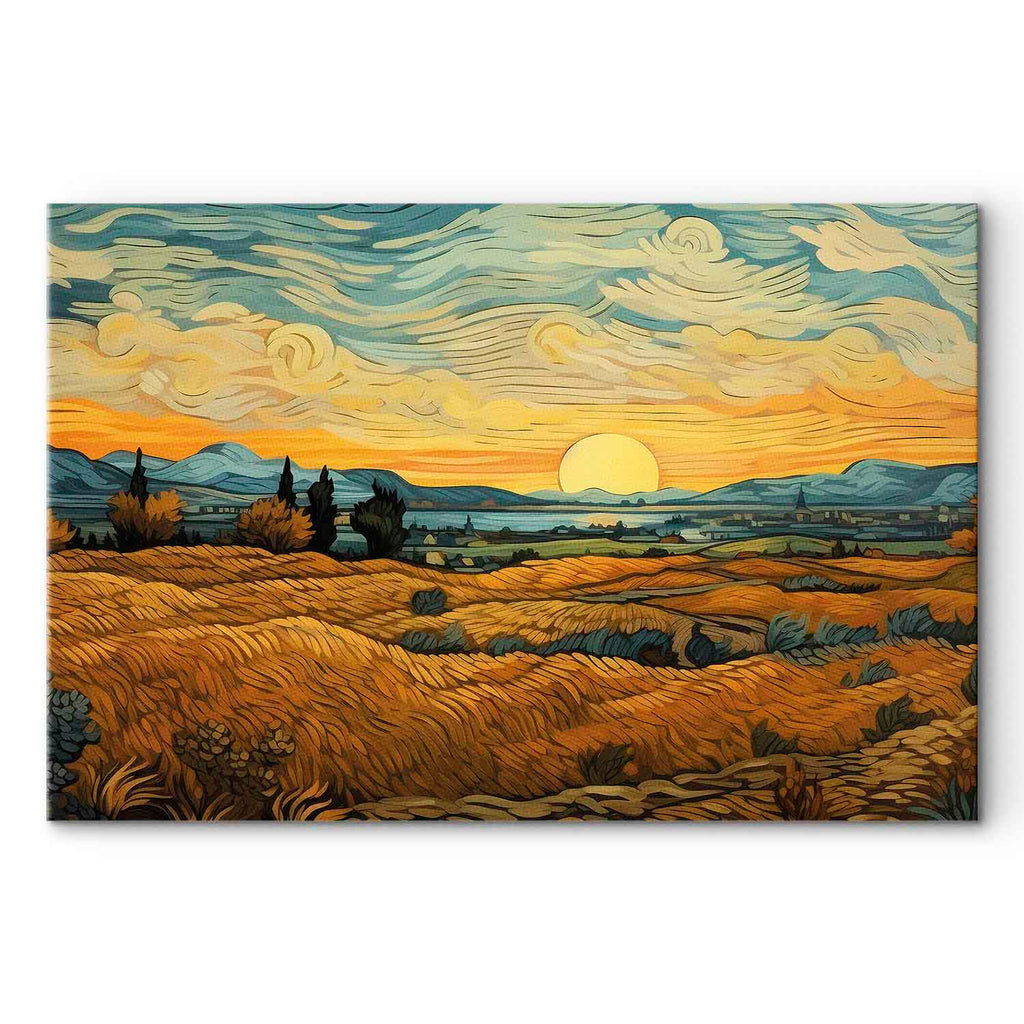 Golden Grain Fields Impressionistic Landscape DIY Canvas Print