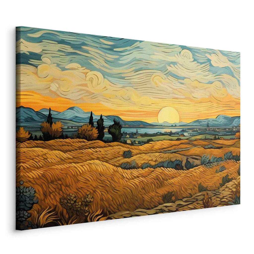 Golden Grain Fields Impressionistic Landscape DIY Canvas Print