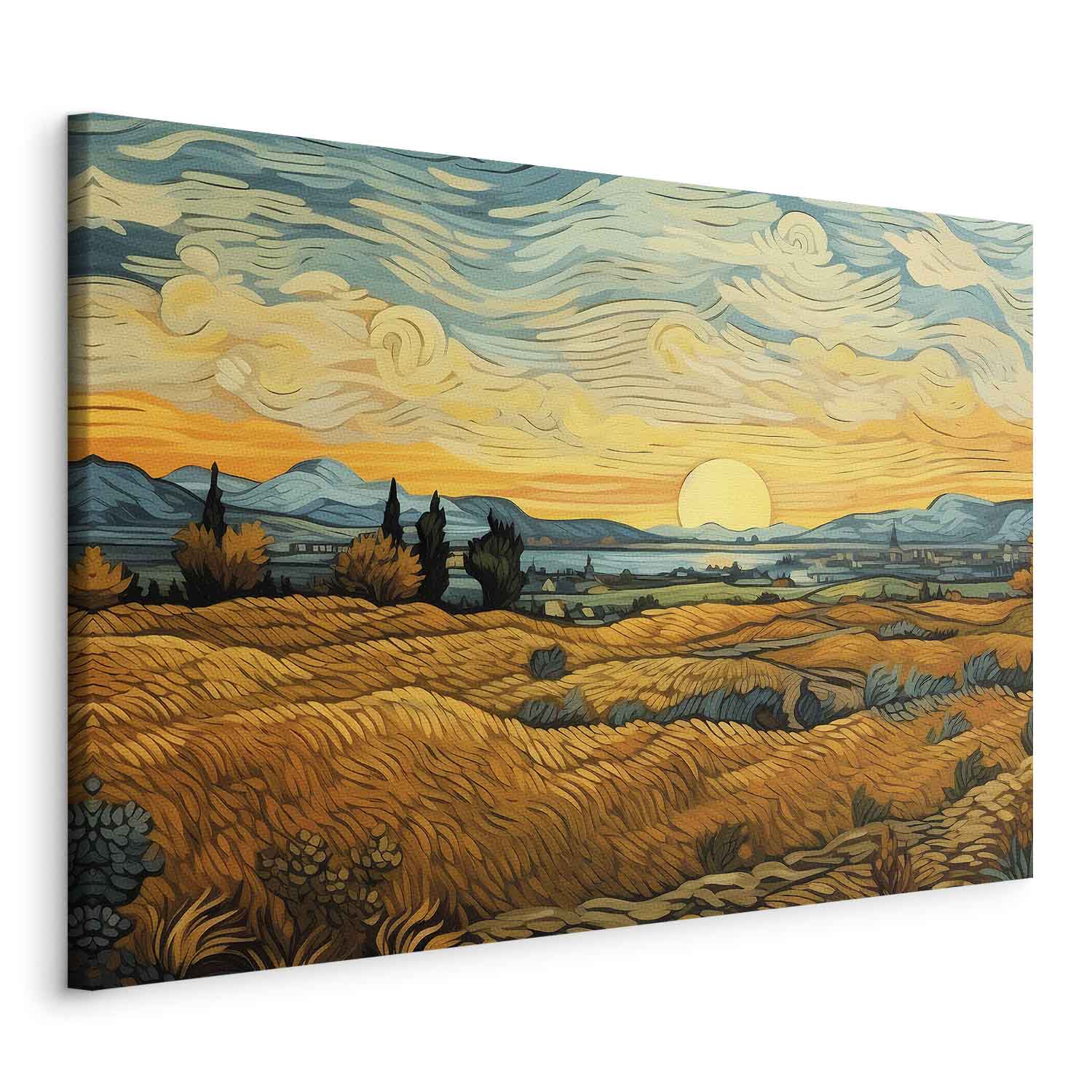 Golden Grain Fields Impressionistic Landscape DIY Canvas Print