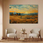 Golden Grain Fields Impressionistic Landscape DIY Canvas Print