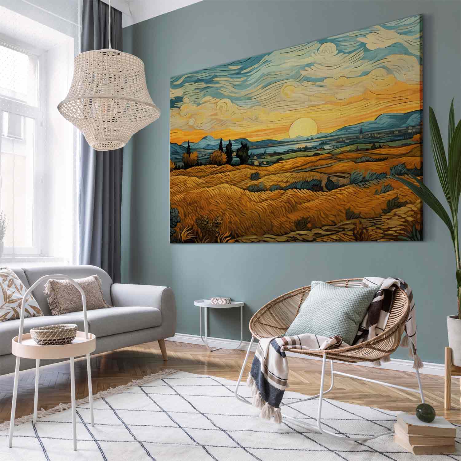 Golden Grain Fields Impressionistic Landscape DIY Canvas Print