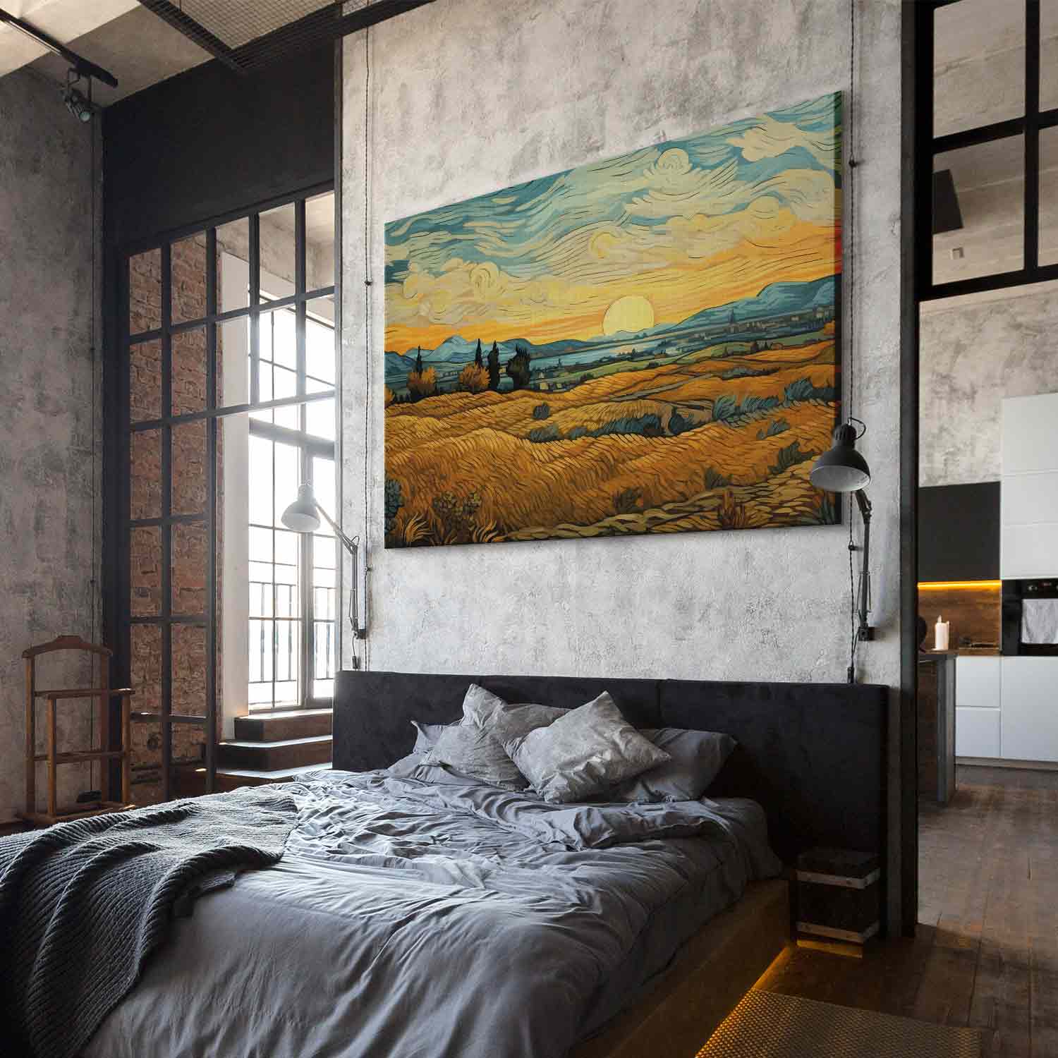 Golden Grain Fields Impressionistic Landscape DIY Canvas Print