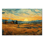 Impressionistic Golden Grain Fields Landscape Canvas Print