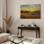 Impressionistic Golden Grain Fields Landscape Canvas Print