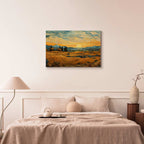 Impressionistic Golden Grain Fields Landscape Canvas Print