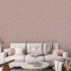 Wallpaper Beige Floral on Blue Background