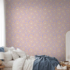 Light Beige Flower Pattern Blue Wallpaper