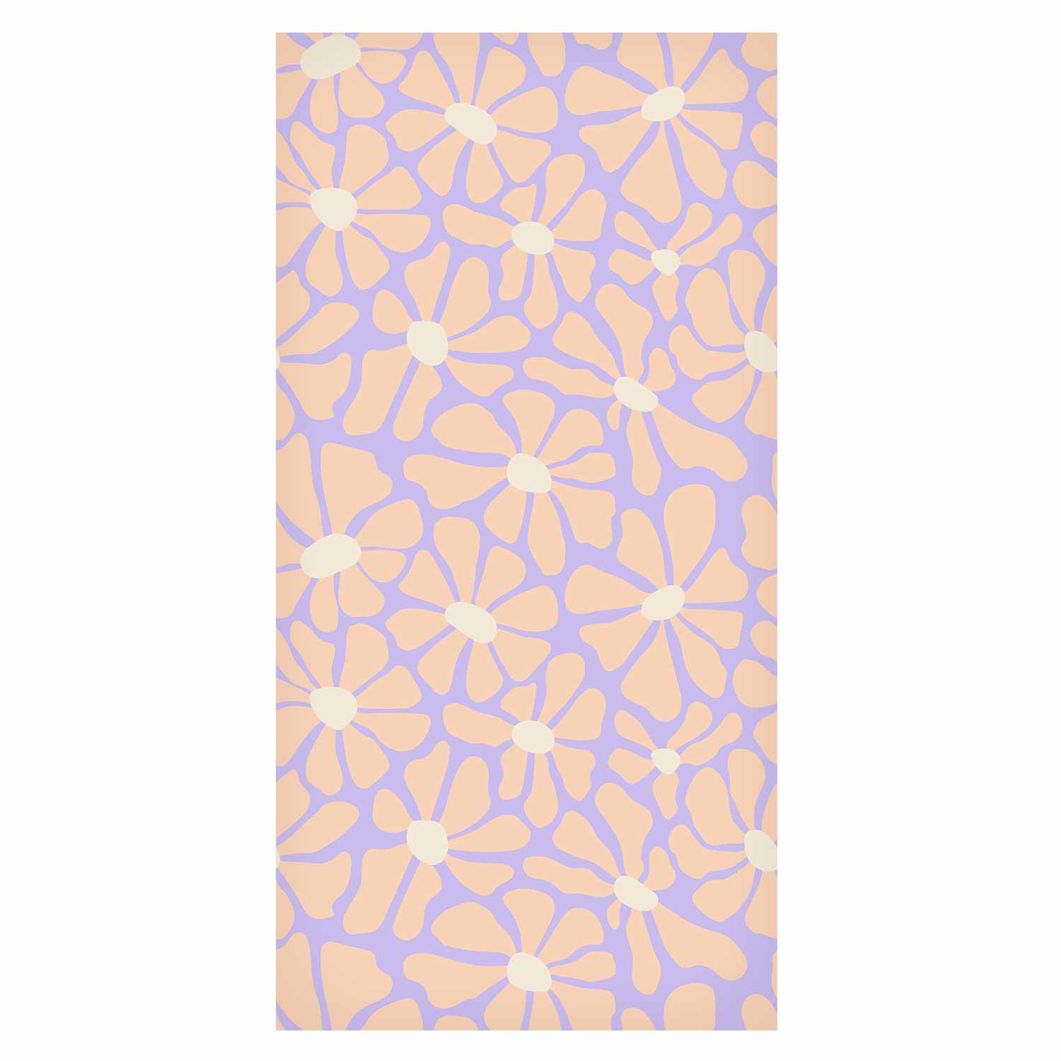 Light Beige Flower Pattern Blue Wallpaper