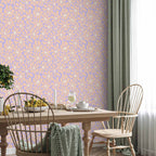 Light Beige Flower Pattern Blue Wallpaper