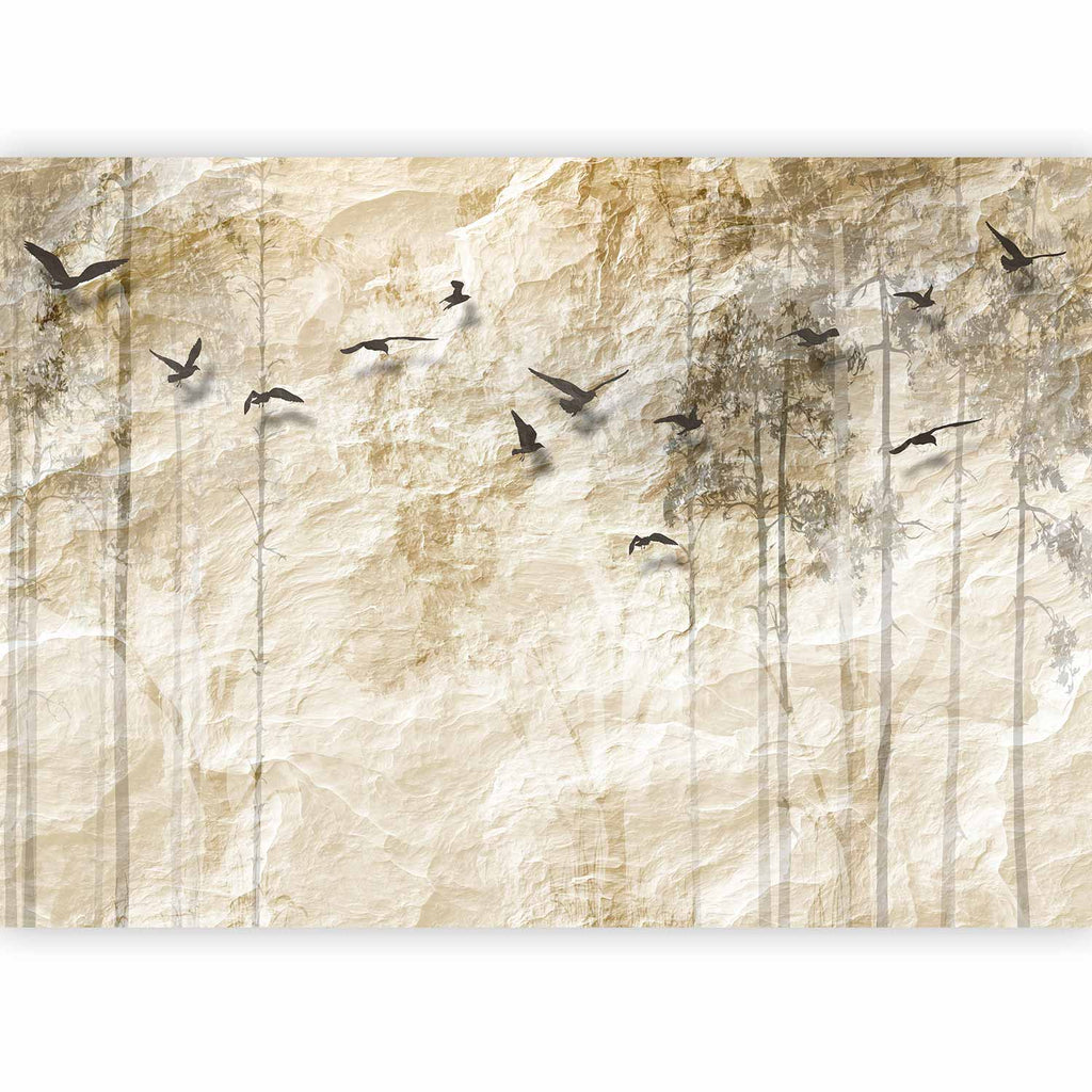 Paper Forest Birds Texture Wall Mural