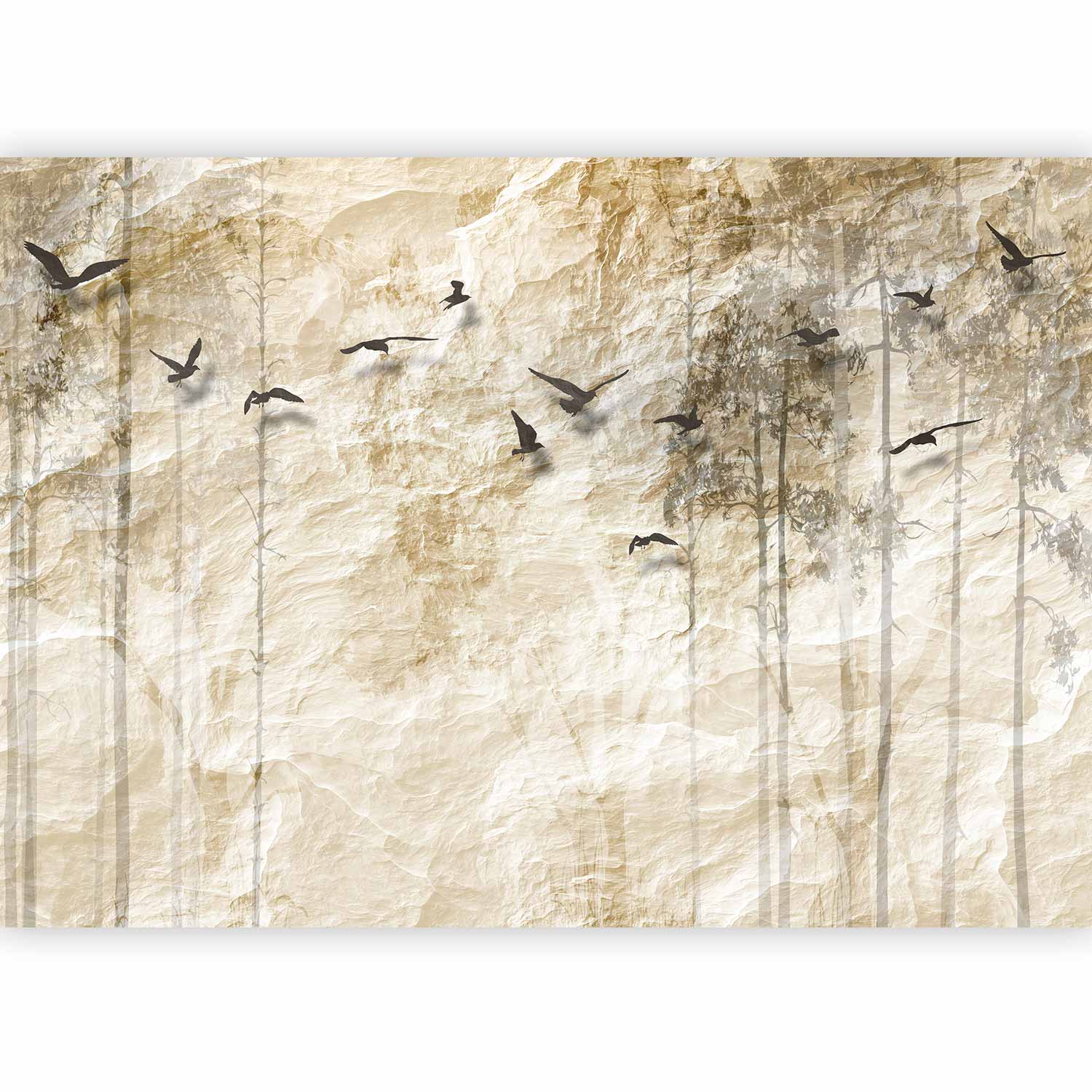 Paper Forest Birds Texture Wall Mural