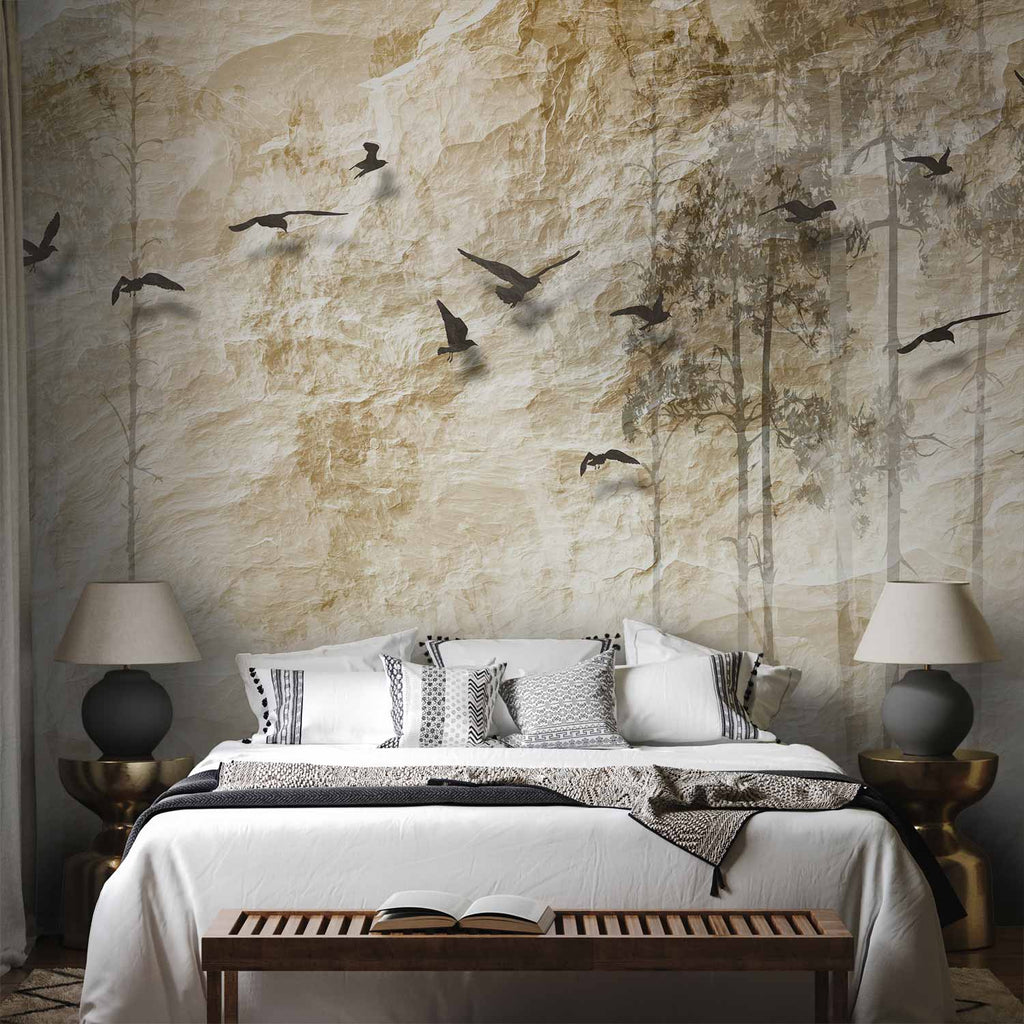 Paper Forest Birds Texture Wall Mural