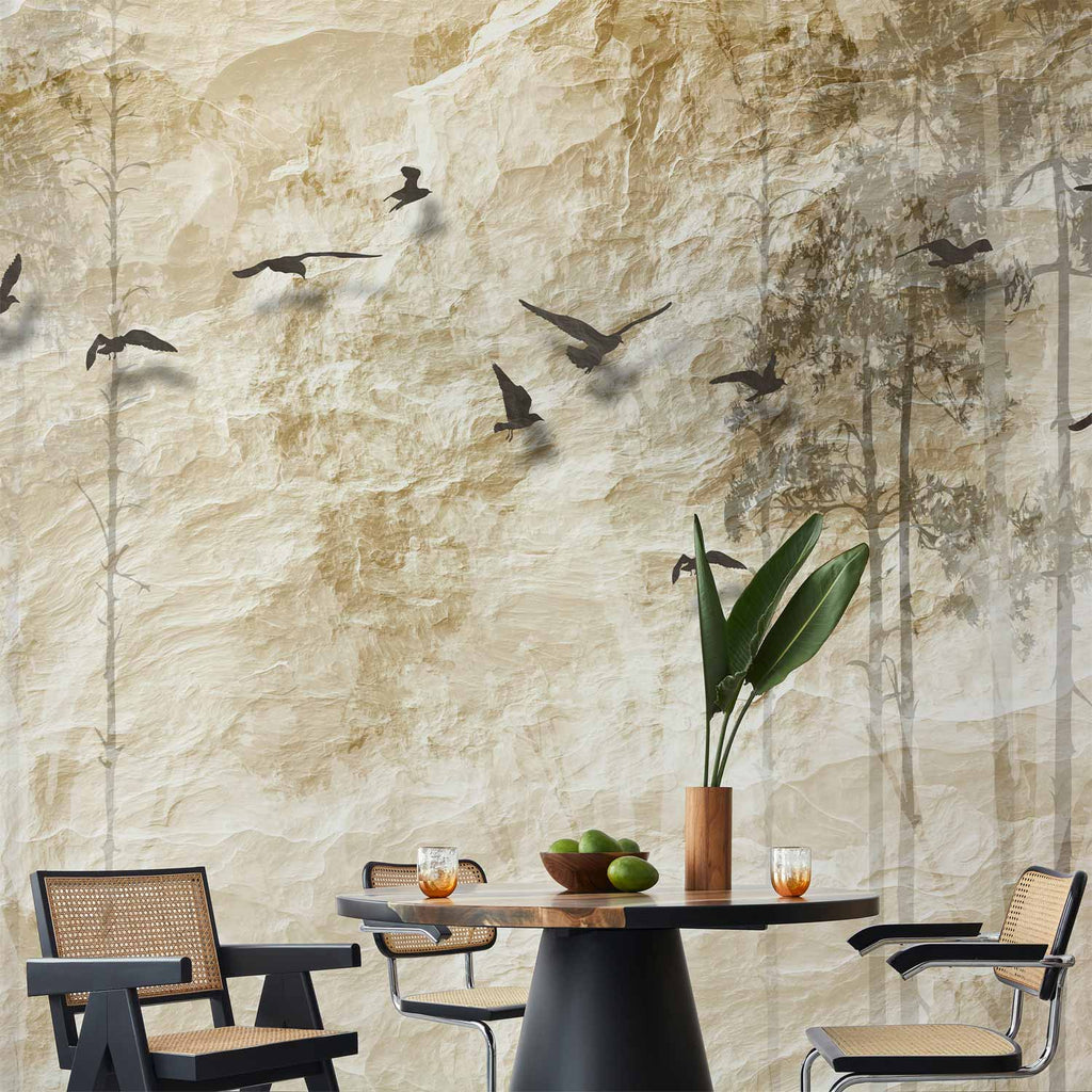 Paper Forest Birds Texture Wall Mural