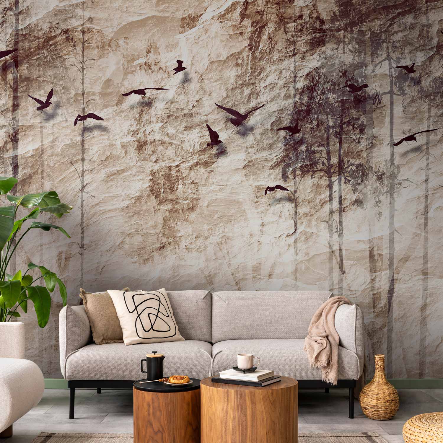 Paper Forest Birds Nature Wall Mural