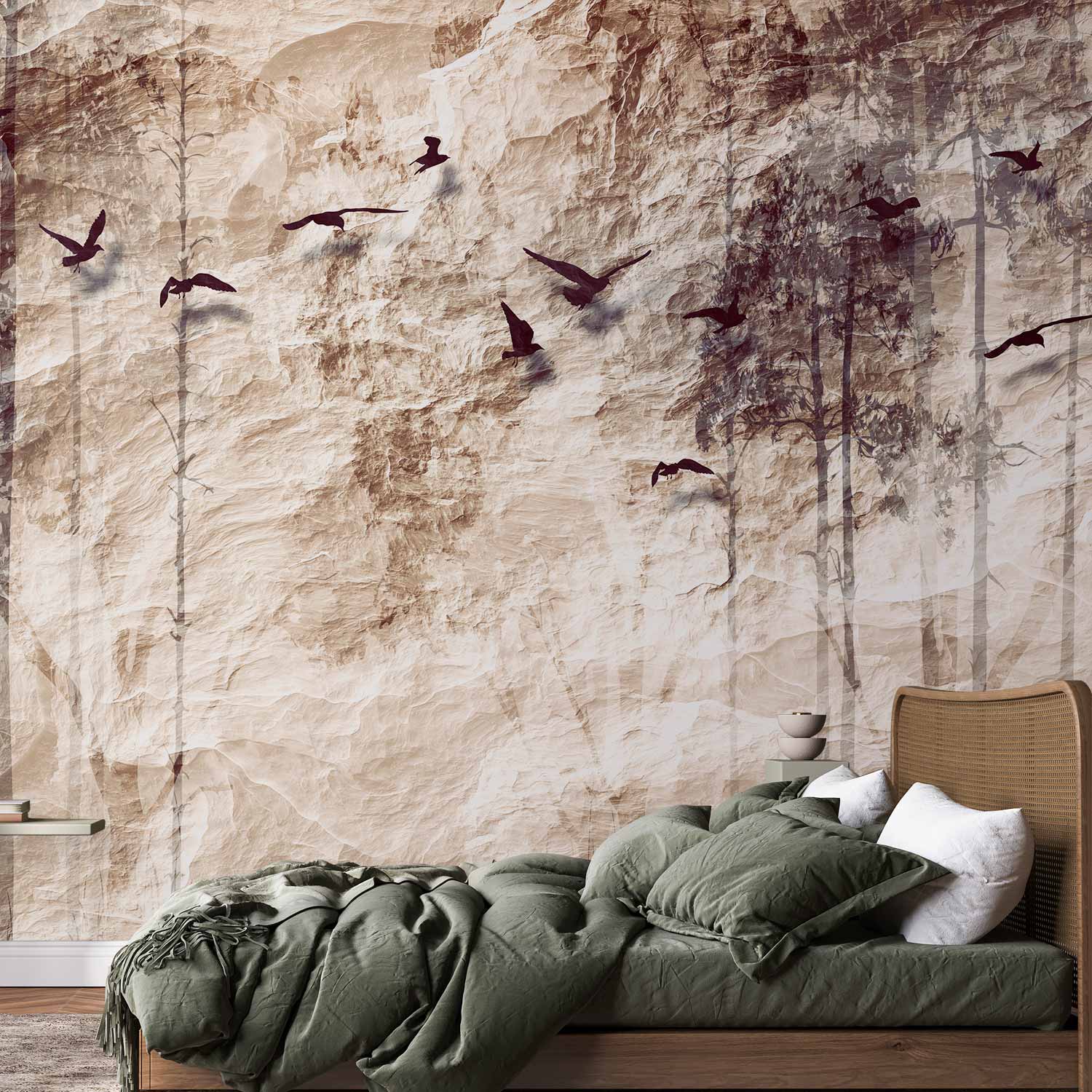 Paper Forest Birds Nature Wall Mural