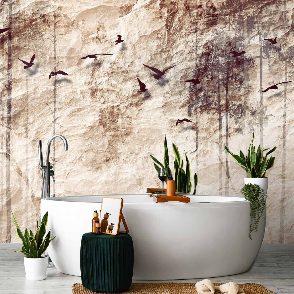 Paper Forest Birds Nature Wall Mural