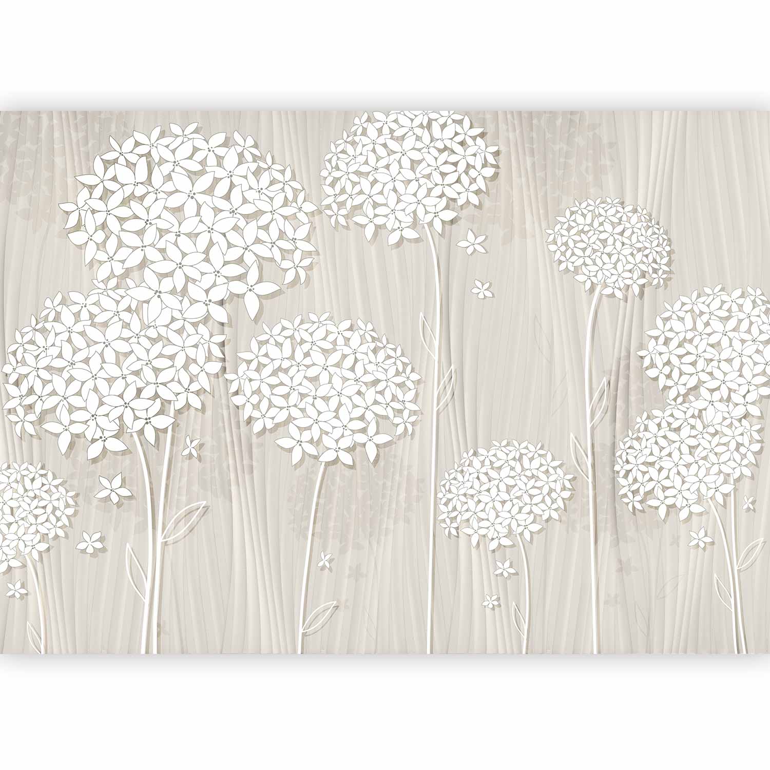 Cream Floral Pattern Wall Mural