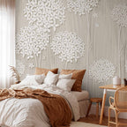 Cream Floral Pattern Wall Mural