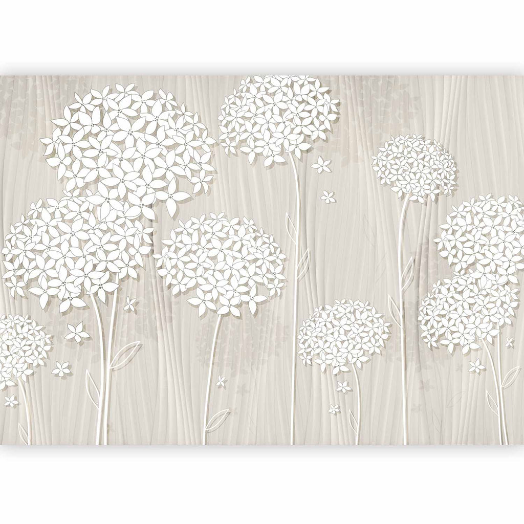 Cream Floral Pattern Wall Mural