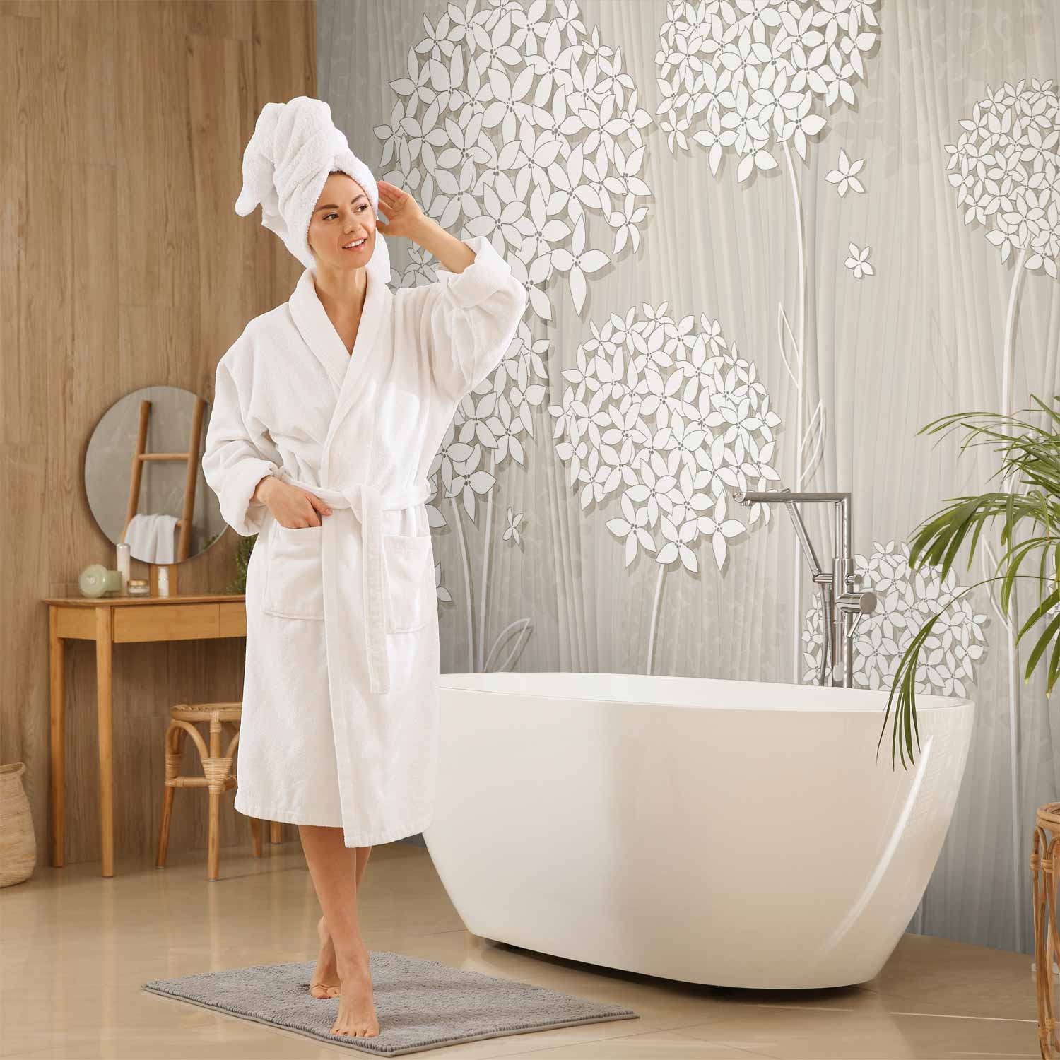 Cream Floral Pattern Wall Mural