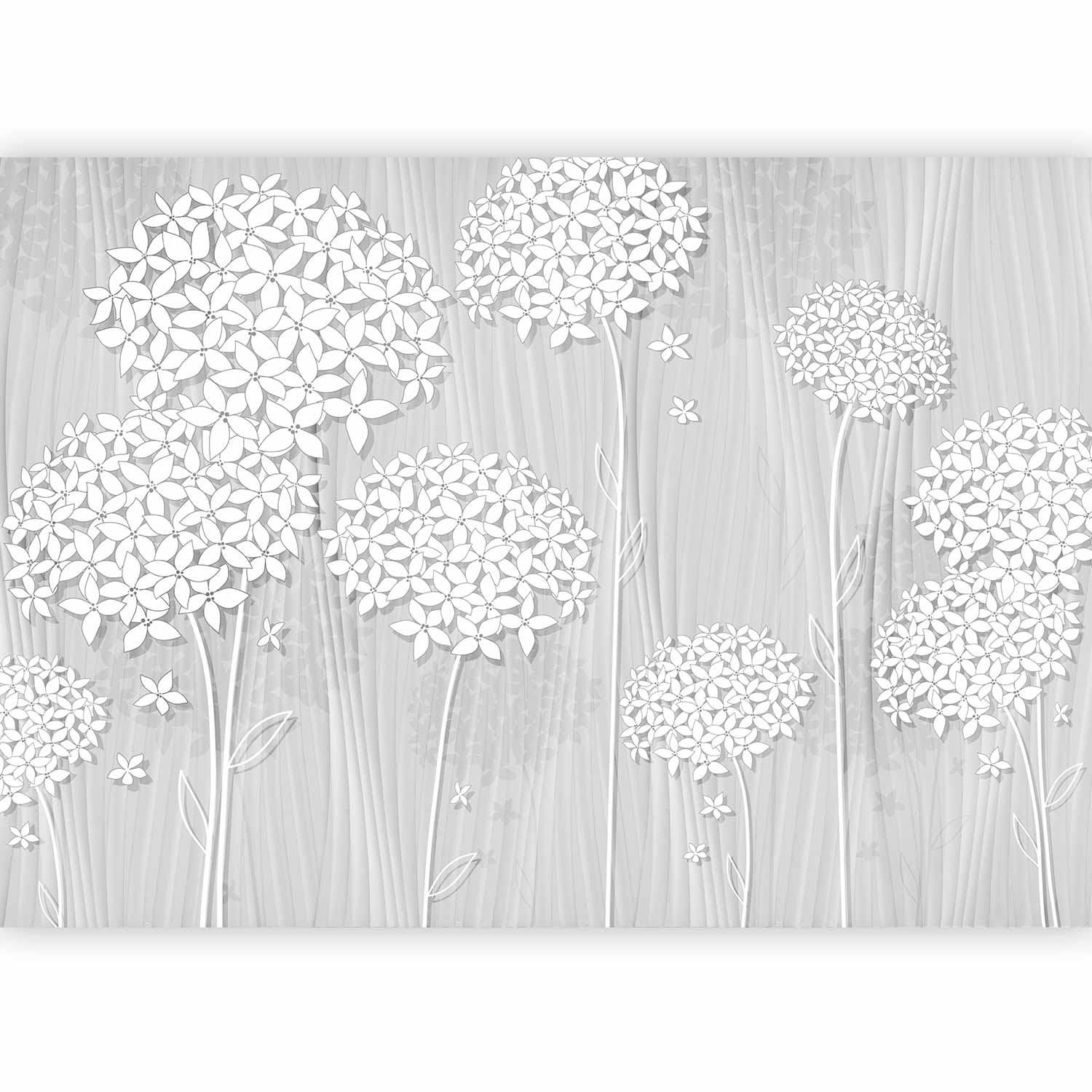 Grey Floral Pattern Wall Mural