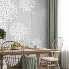 Grey Floral Pattern Wall Mural