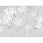 Grey Floral Pattern Wall Mural