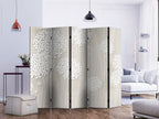 Cream Floral Texture 5-Panel Room Divider