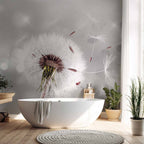 Grey Dandelion Floral Wall Mural