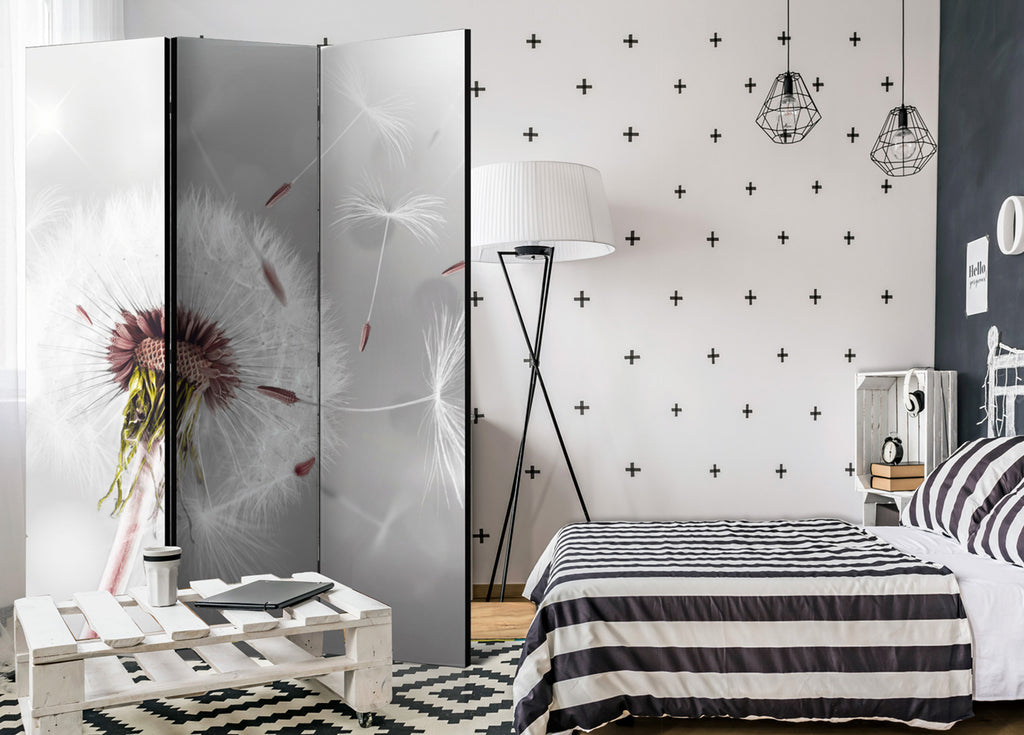 Grey Dandelion Shine Nature 3-Panel Room Divider