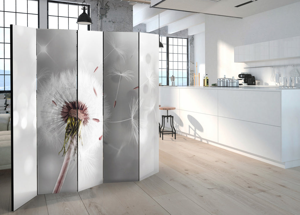 Grey Dandelion Shine Nature 5-Panel Room Divider