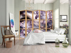 Lilies on Wave Floral 5-Panel Japanese Room Divider