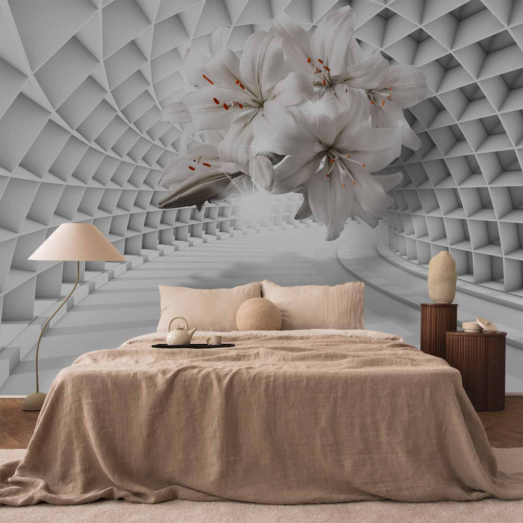 3D Lily Flower Tunnel Modern Wall Mural