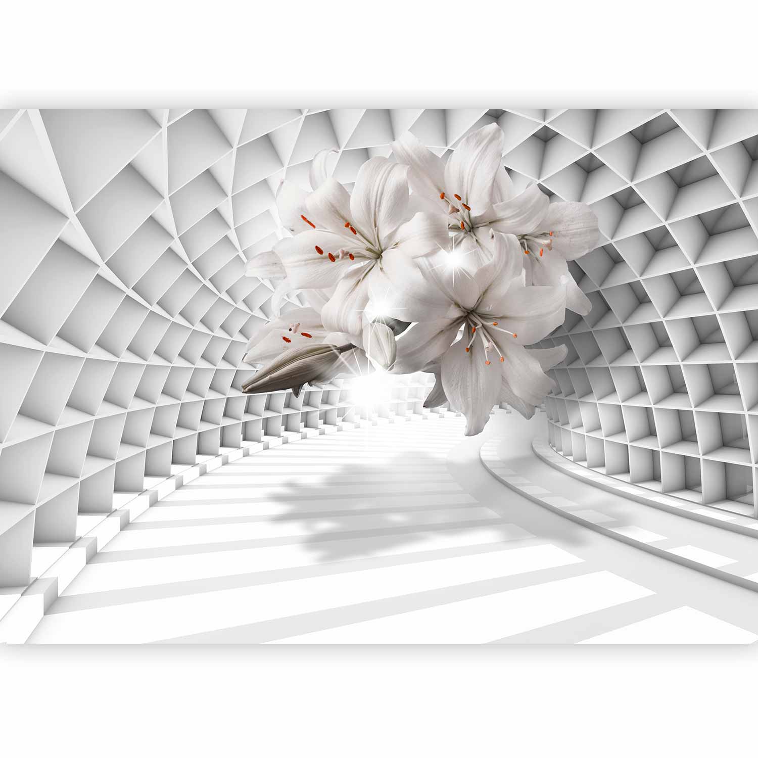 3D Lily Flower Tunnel Modern Wall Mural