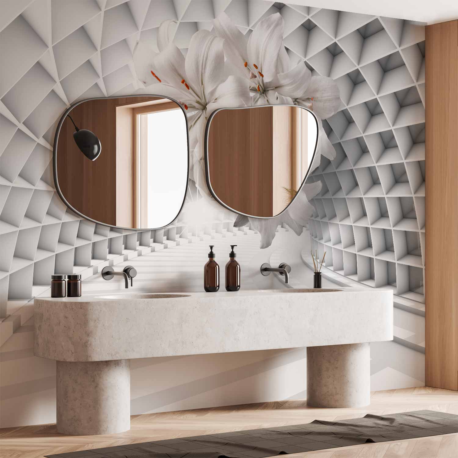 3D Lily Flower Tunnel Modern Wall Mural