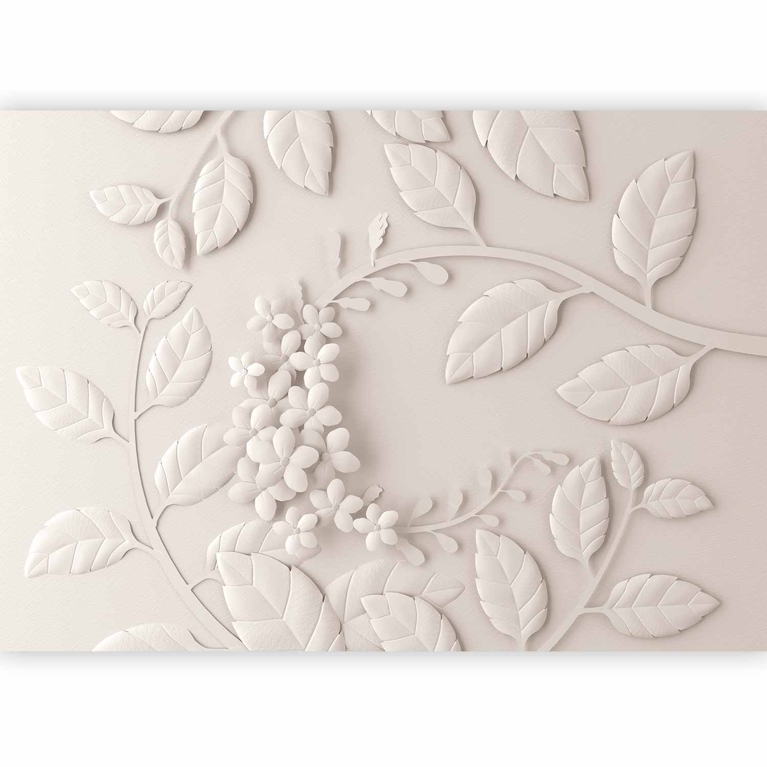 Cream Paper Flowers Floral Wall Mural