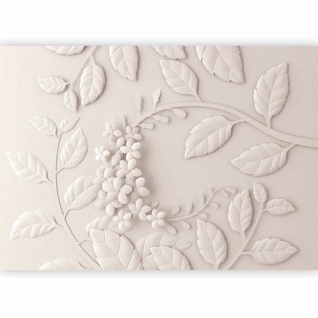 Cream Paper Flowers Floral Wall Mural