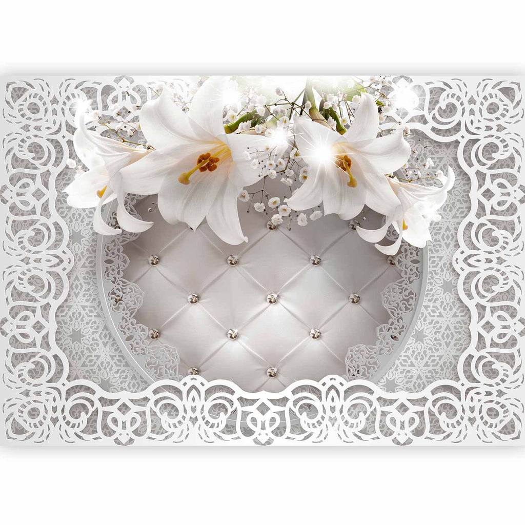 Lilies Quilted Texture Floral Wall Mural