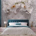 Lilies Quilted Texture Floral Wall Mural