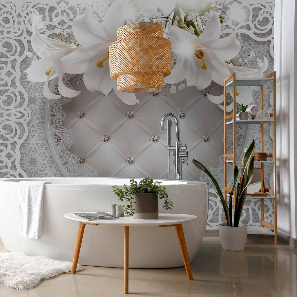 Lilies Quilted Texture Floral Wall Mural